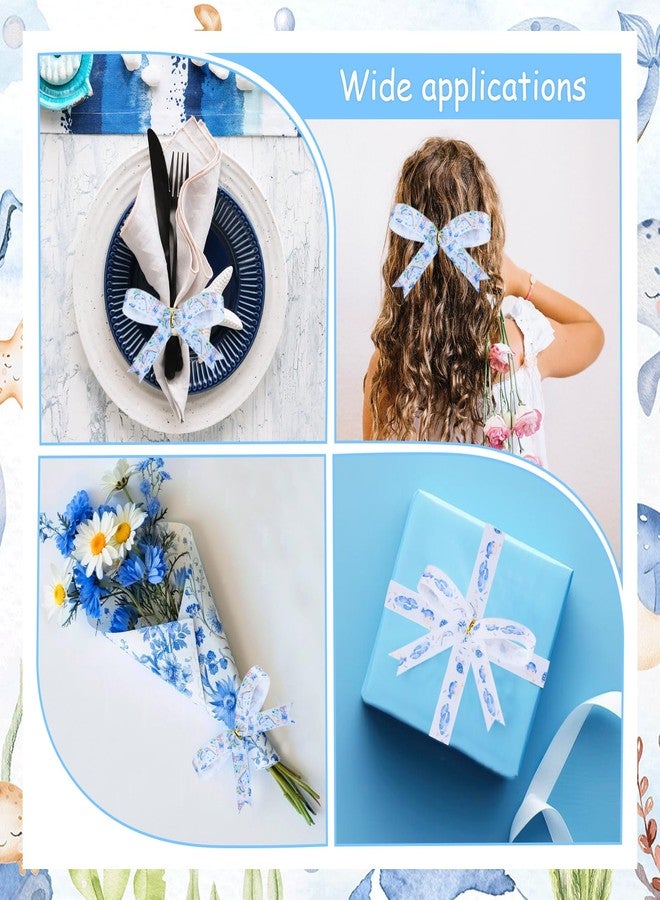 Cheerupp 4 Rolls Retro Ocean Theme Ribbons, 20 Yards Craft Ribbons for Wreath Hair Bow Wrapping Gifts Packing, Under the Sea Grosgrain Ribbons Birthday Wedding Gender Reveal Party Home Accessory Decor - Image 3